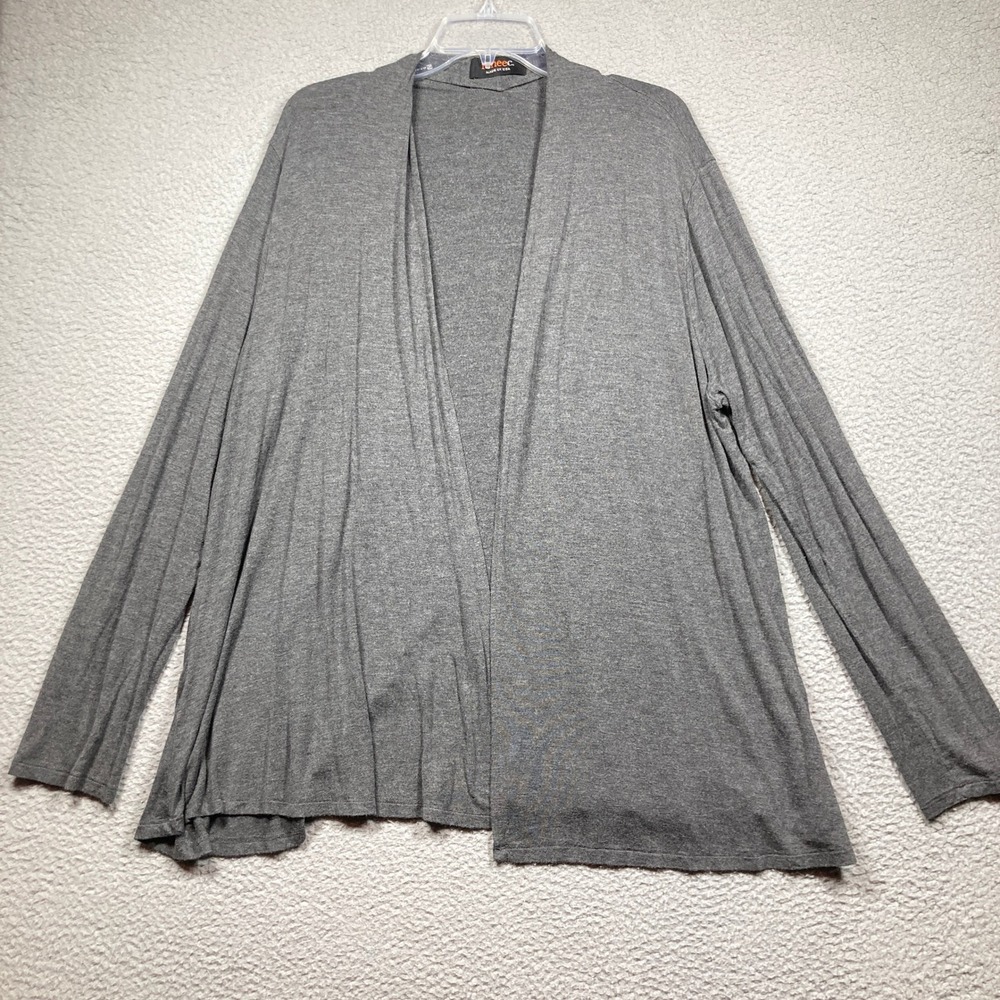 Renee C Open Front Cardigan Womens 2X Gray Lightweight Stretch Long Sleeve USA